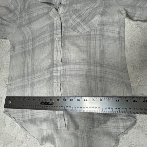 Cloth & Stone Womens XS Button Down Long Sleeve Shirt Top Lightweight Plaid Gray - Picture 8 of 10